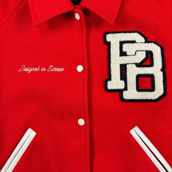 Europe's Pull & Bear Women's Varsity Bomber Y2K Style Jacket Red & White Size XS - Picture 4 of 8